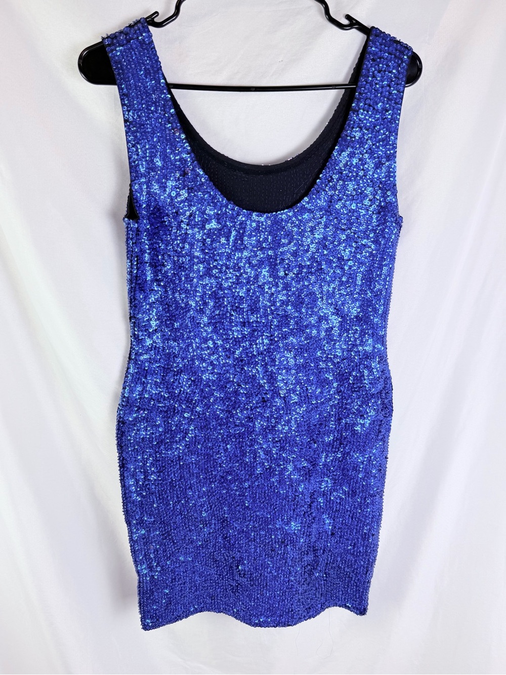 Vintage I.D.E. Royal Blue Sequin Mini Dress S Y2K Party Cocktail Bodycon - Picture 4 of 8